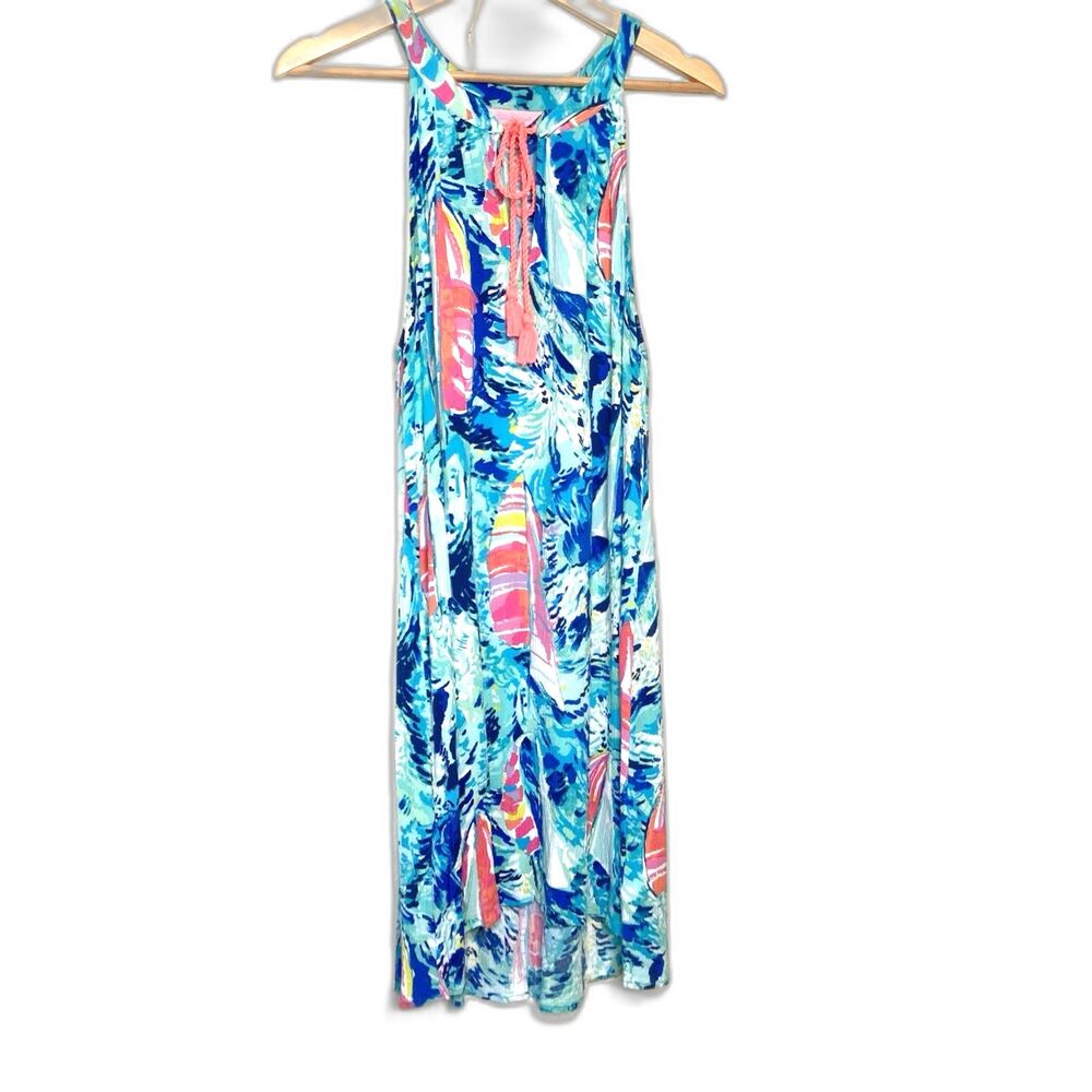 Lilly Pulitzer Margot Swing Dress Women's Size Large Halter Neckline Ties Tassel